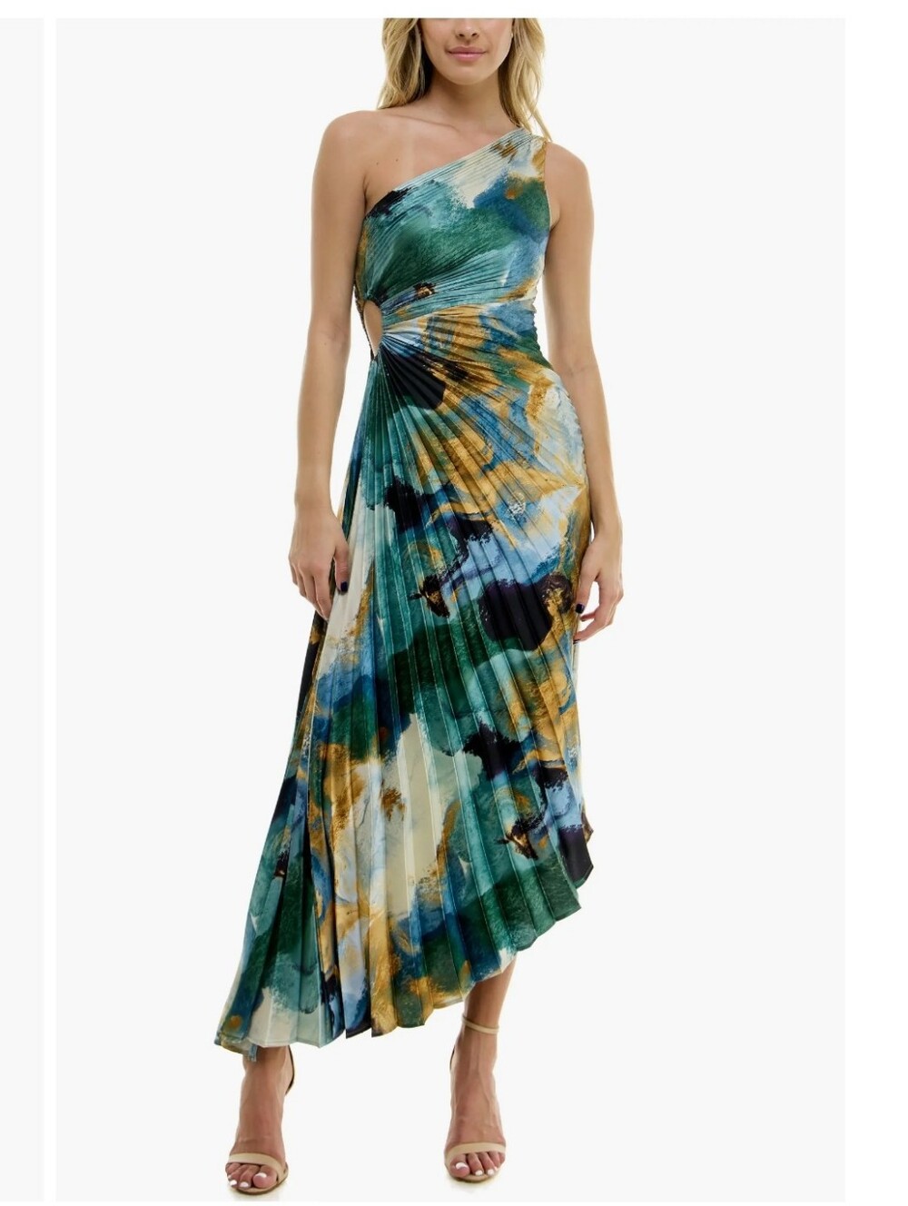 Nordstrom Socialite Pleated Asymmetrical One Shoulder Maxi Dress